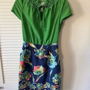 anthropology Green Floral Dress